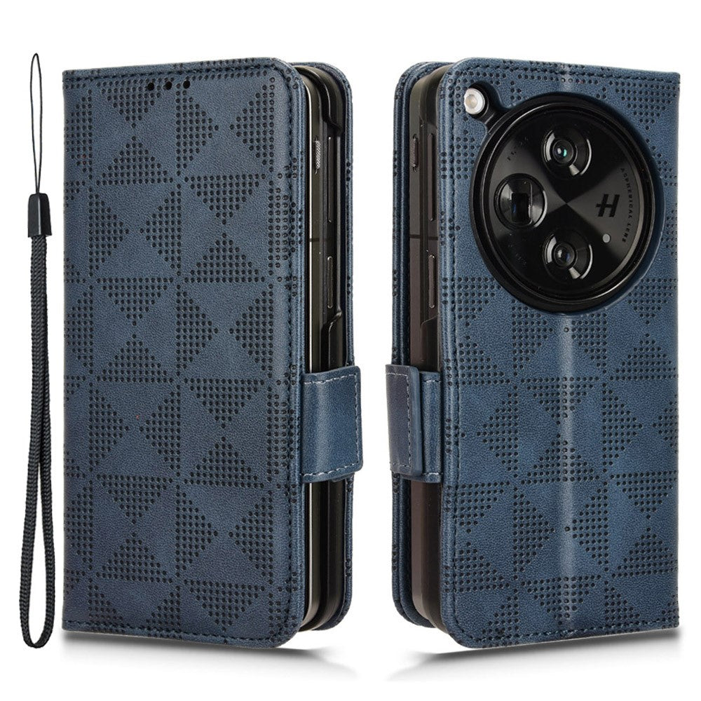 For Oppo Find N3 5G Phone Case Imprinted Triangle Folio Wallet Leather Cover