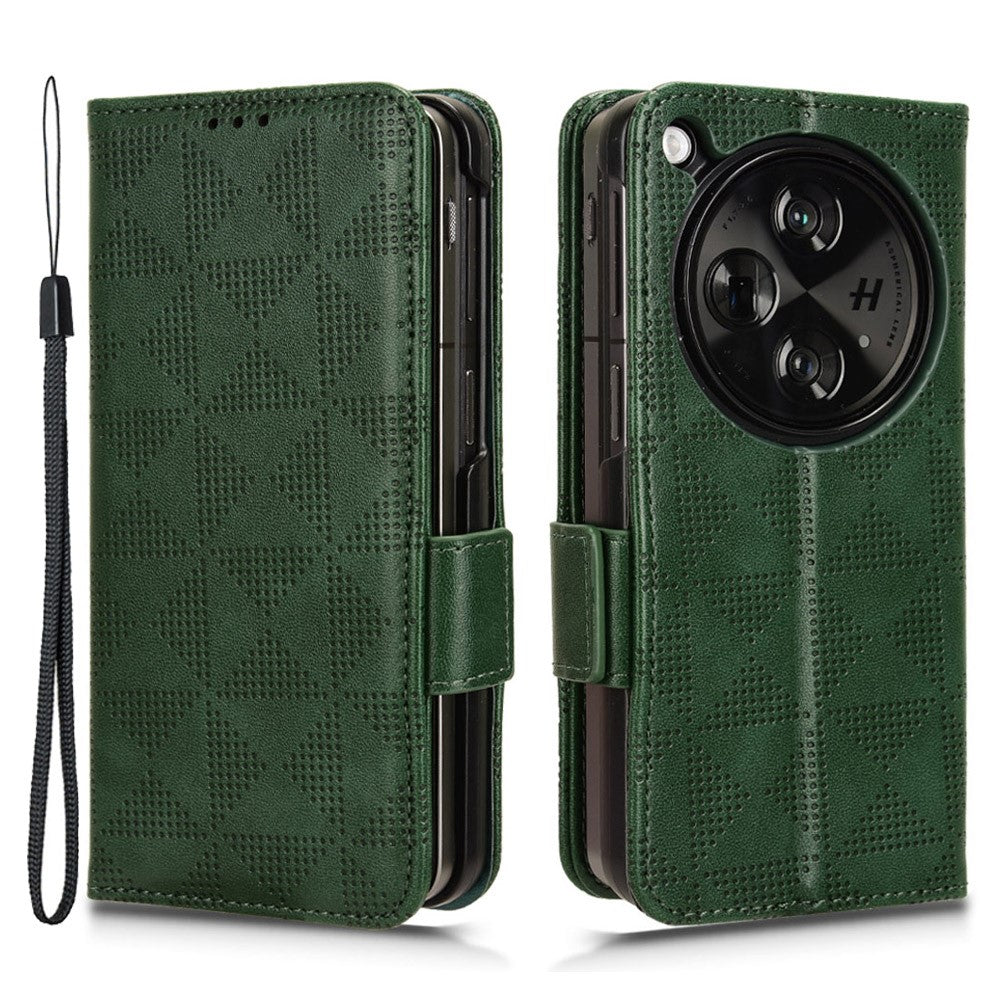 For Oppo Find N3 5G Phone Case Imprinted Triangle Folio Wallet Leather Cover