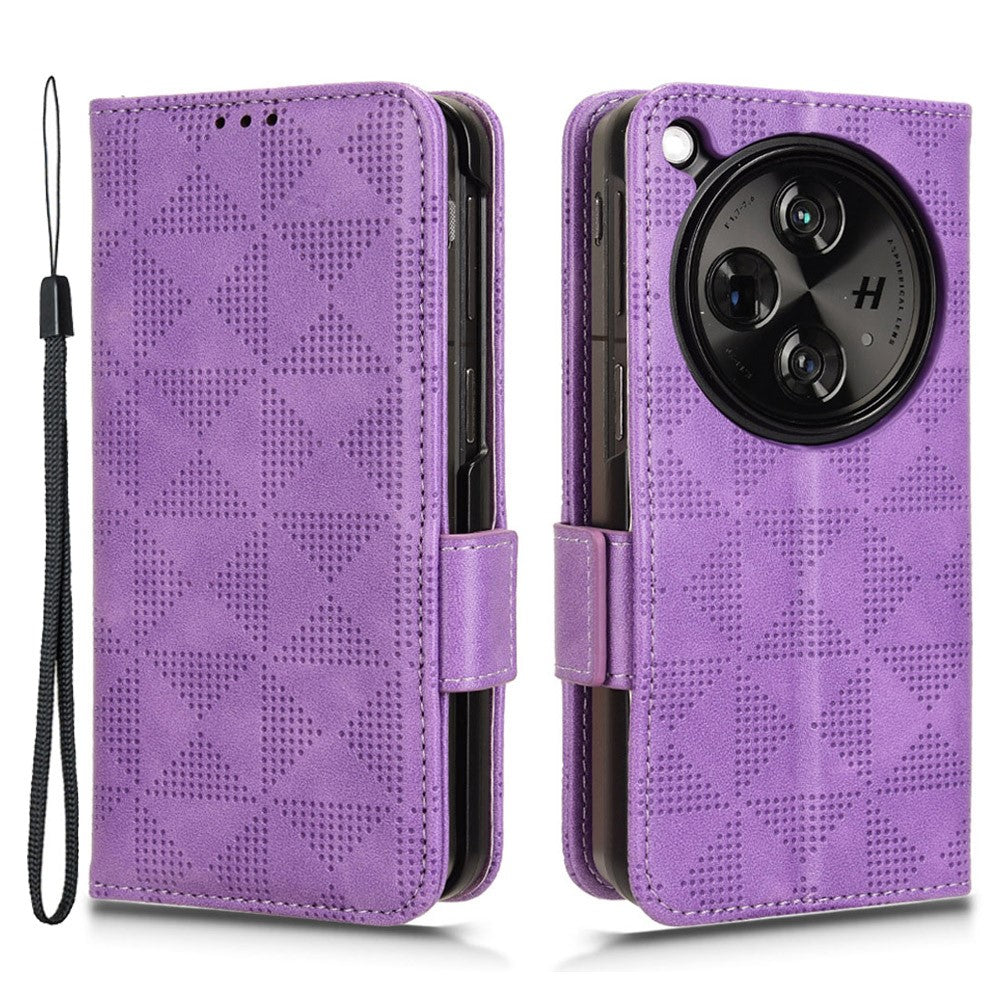 For Oppo Find N3 5G Phone Case Imprinted Triangle Folio Wallet Leather Cover