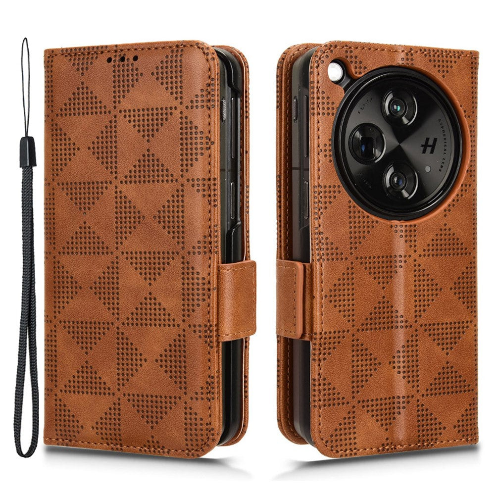 For Oppo Find N3 5G Phone Case Imprinted Triangle Folio Wallet Leather Cover