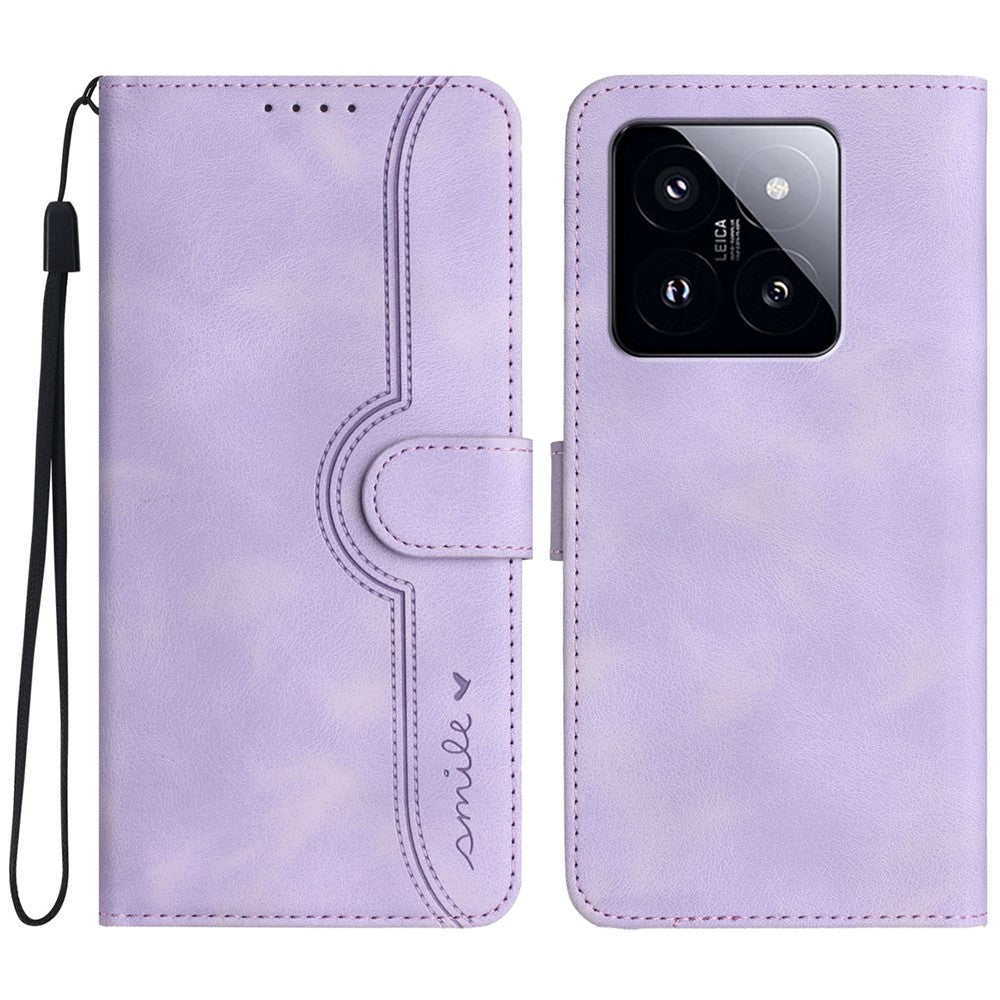 For Xiaomi 14 Pro Leather Wallet Case YX0030 Smile Series Card Holder Full Protection Cover