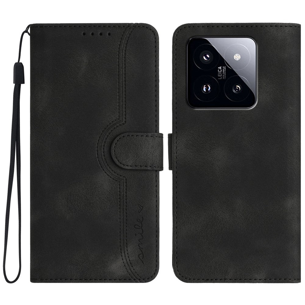 For Xiaomi 14 Pro Leather Wallet Case YX0030 Smile Series Card Holder Full Protection Cover