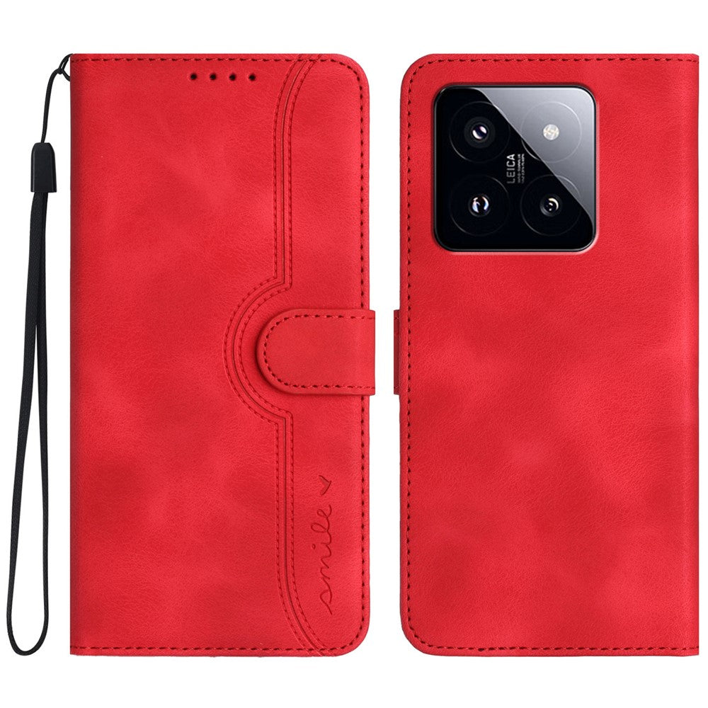 For Xiaomi 14 Pro Leather Wallet Case YX0030 Smile Series Card Holder Full Protection Cover
