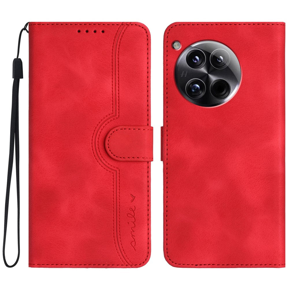 YX0030 För OnePlus 12 5G Läderplånbok Flipfodral Leende Mönster mobilfodral Stativ