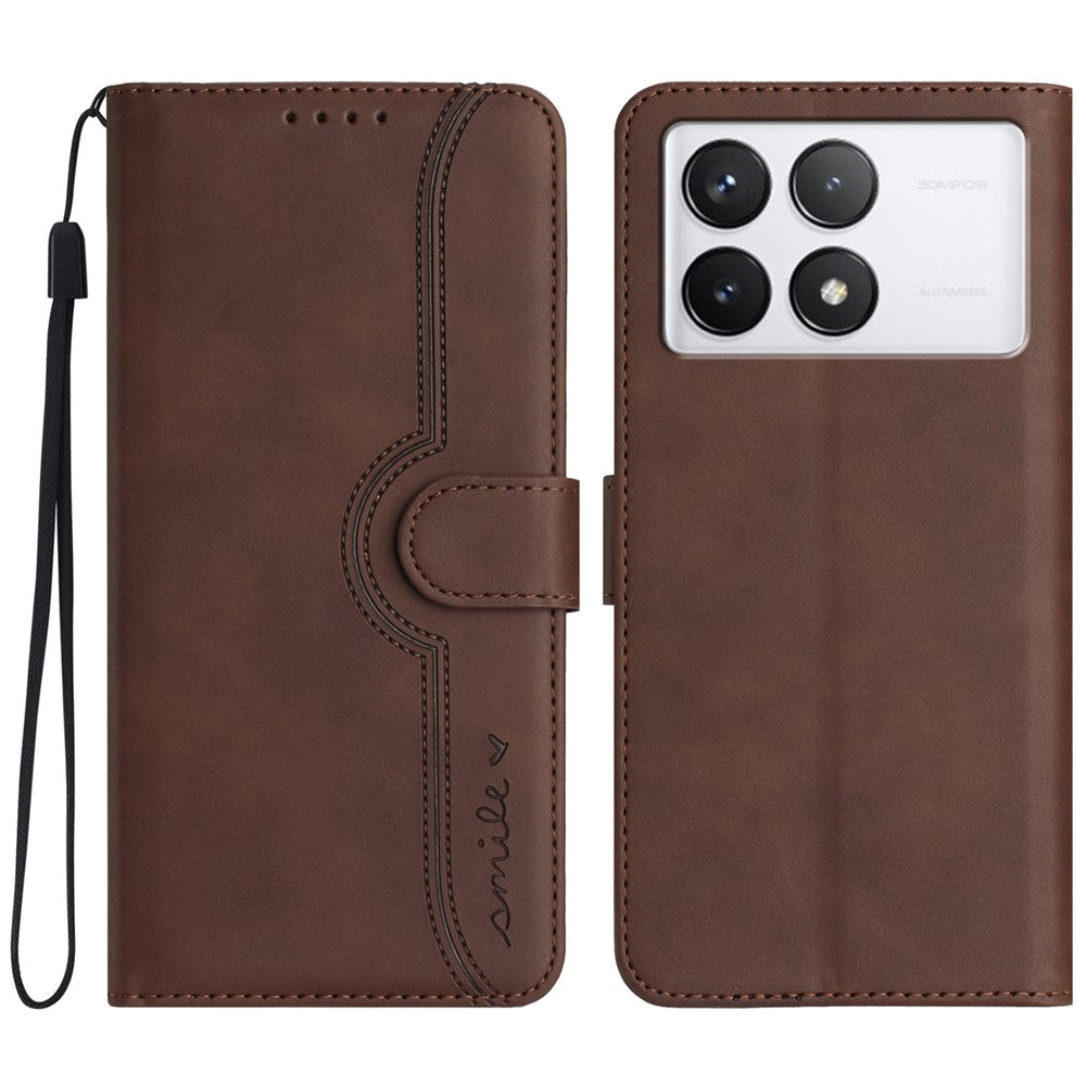 YX0030 For Xiaomi Redmi K70E 5G / Poco X6 Pro 5G Leather Phone Case Smile Pattern Magnetic Closure Cover