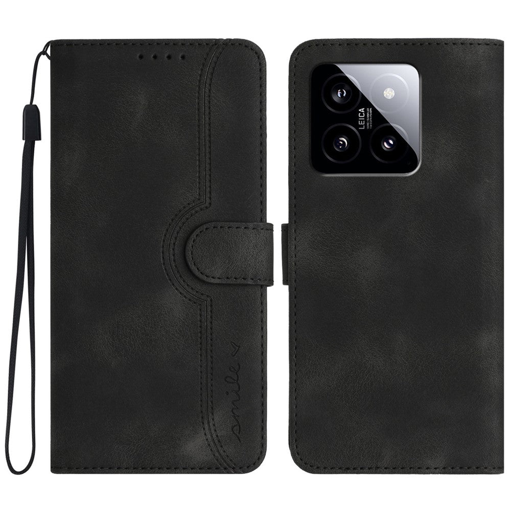 YX0030 Smile Series for Xiaomi 14 Phone Case Card Slots Stand Magnetic Closure Leather Cover