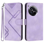 For OnePlus 12 5G Wallet Case Line Imprinted PU Leather Phone Cover with Strap