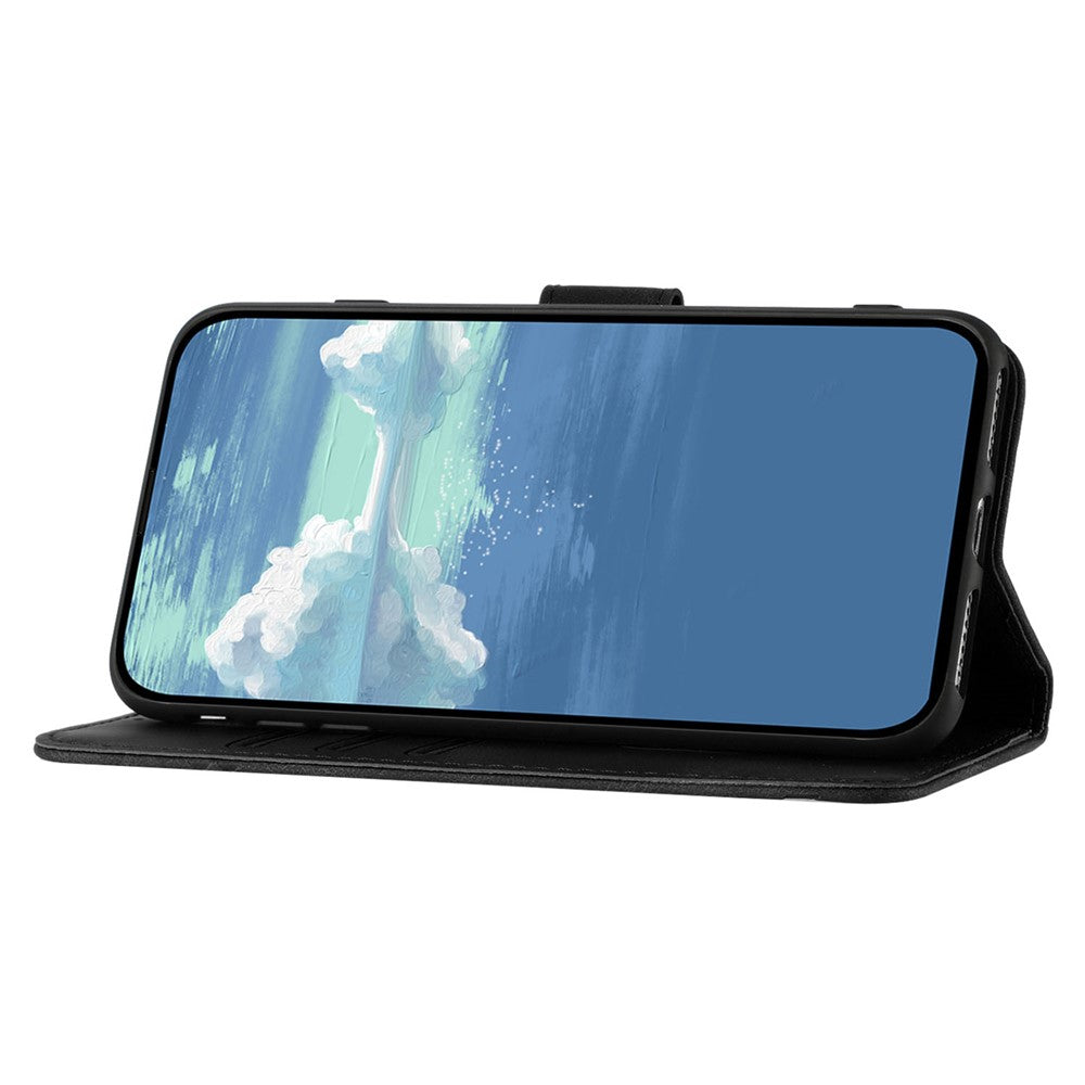 For Xiaomi 14 Pro Wallet Case Line Imprinted PU Leather Phone Cover with Strap