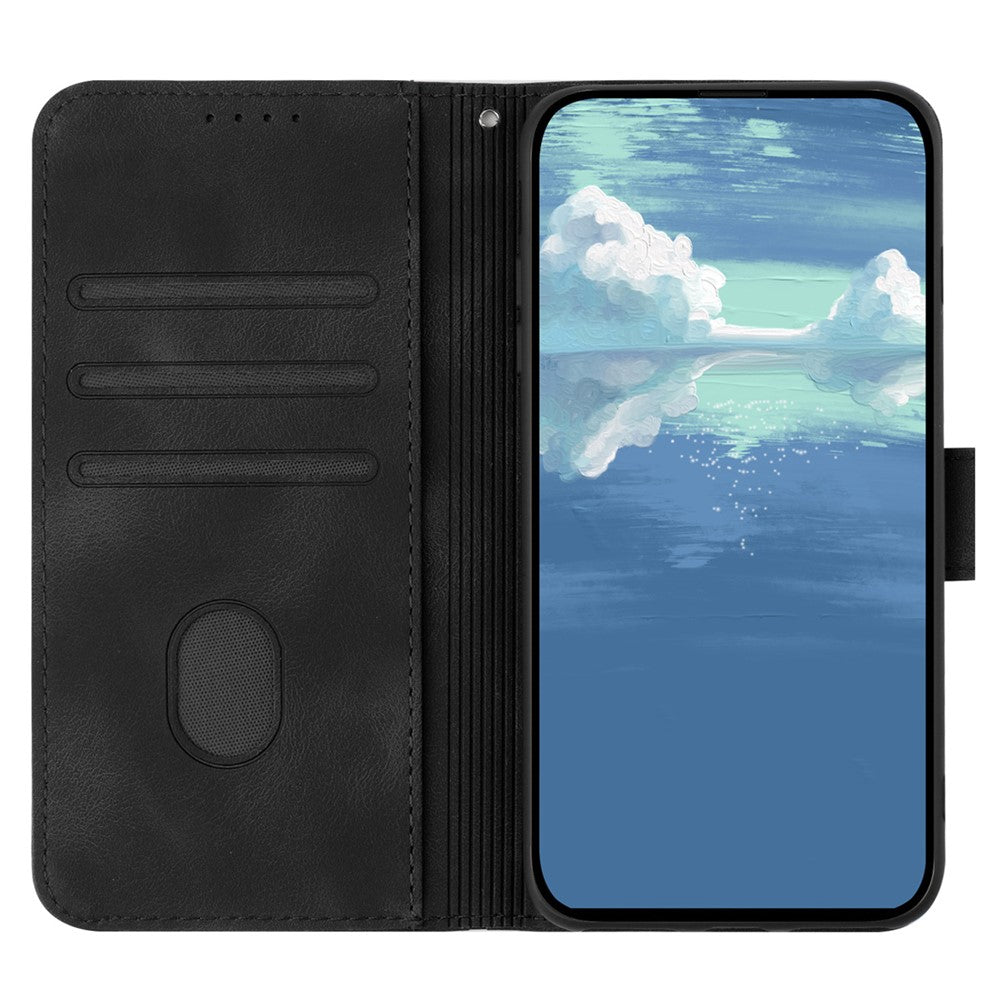 For Xiaomi 14 Pro Wallet Case Line Imprinted PU Leather Phone Cover with Strap