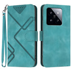 For Xiaomi 14 Pro Wallet Case Line Imprinted PU Leather Phone Cover with Strap