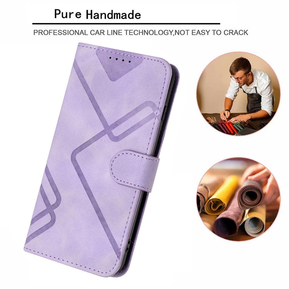 For Oppo A79 5G / A2 5G Wallet Case Line Imprinted PU Leather Phone Cover with Strap