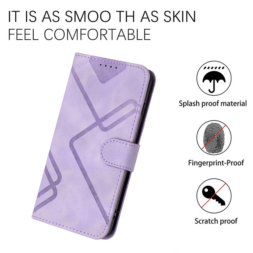 For Oppo A79 5G / A2 5G Wallet Case Line Imprinted PU Leather Phone Cover with Strap