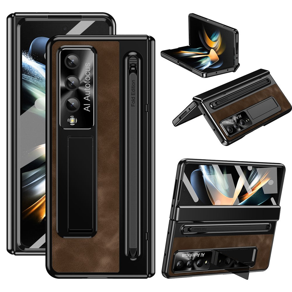 Samsung Galaxy Z Fold4 5G retro-mobilskal, støtteetui med hærdet glas og styluspen