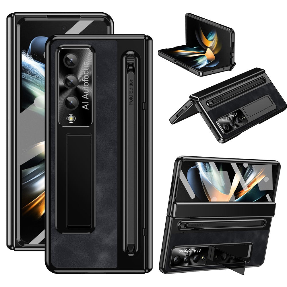 Samsung Galaxy Z Fold4 5G retro-mobilskal, støtteetui med hærdet glas og styluspen