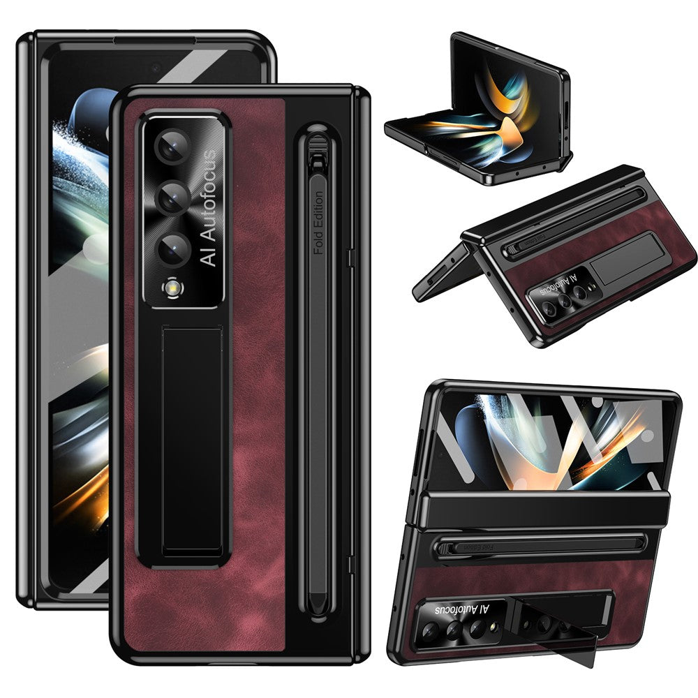 Samsung Galaxy Z Fold4 5G retro-mobilskal, støtteetui med hærdet glas og styluspen