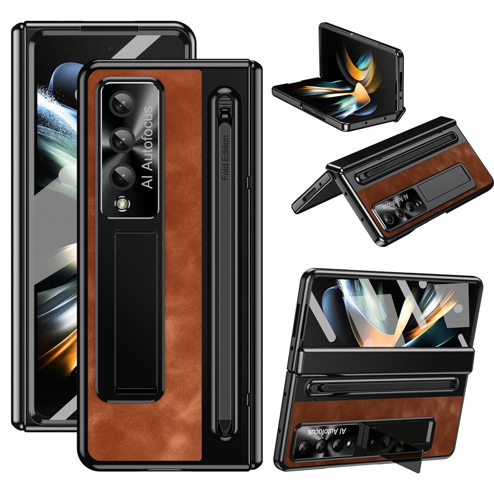 Samsung Galaxy Z Fold4 5G retro-mobilskal, støtteetui med hærdet glas og styluspen