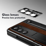 For Samsung Galaxy Z Fold5 5G Case Leather+PC Phone Cover with Tempered Glass Film and Stylus Pen
