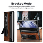 For Samsung Galaxy Z Fold5 5G Case Leather+PC Phone Cover with Tempered Glass Film and Stylus Pen