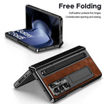 For Samsung Galaxy Z Fold5 5G Case Leather+PC Phone Cover with Tempered Glass Film and Stylus Pen