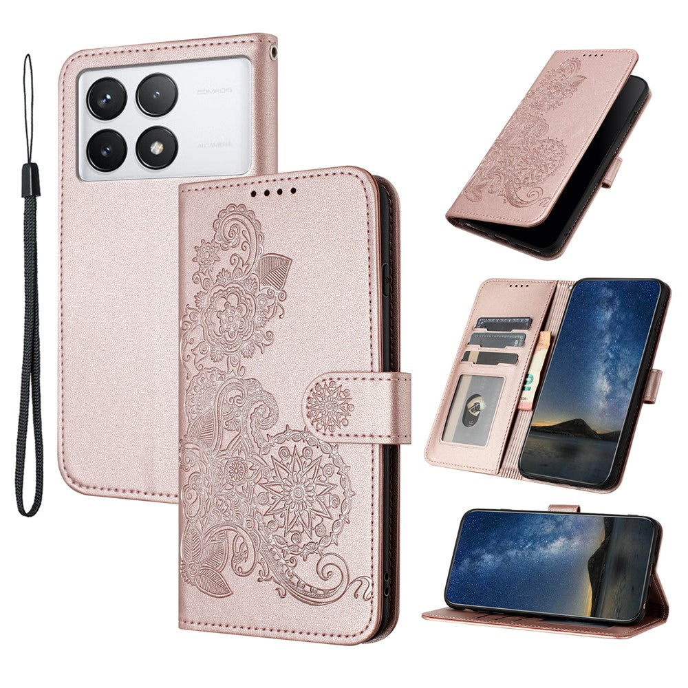 For Xiaomi Redmi K70E 5G / Poco X6 Pro 5G Phone Cases Mandala Flower Leather Wallet Mobile Cover with Strap