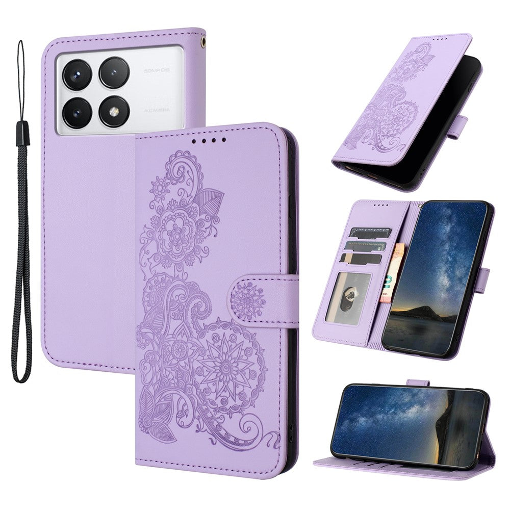 For Xiaomi Redmi K70E 5G / Poco X6 Pro 5G Phone Cases Mandala Flower Leather Wallet Mobile Cover with Strap