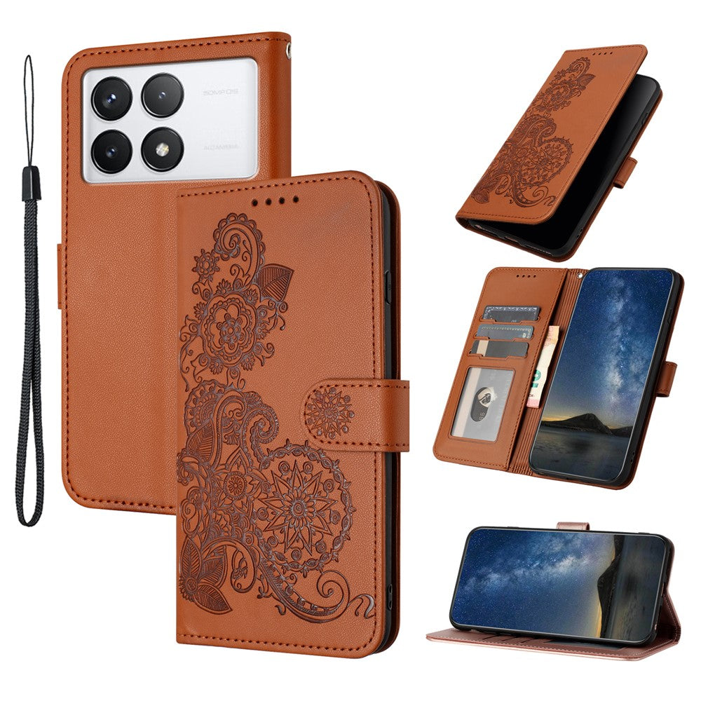 For Xiaomi Redmi K70E 5G / Poco X6 Pro 5G Phone Cases Mandala Flower Leather Wallet Mobile Cover with Strap