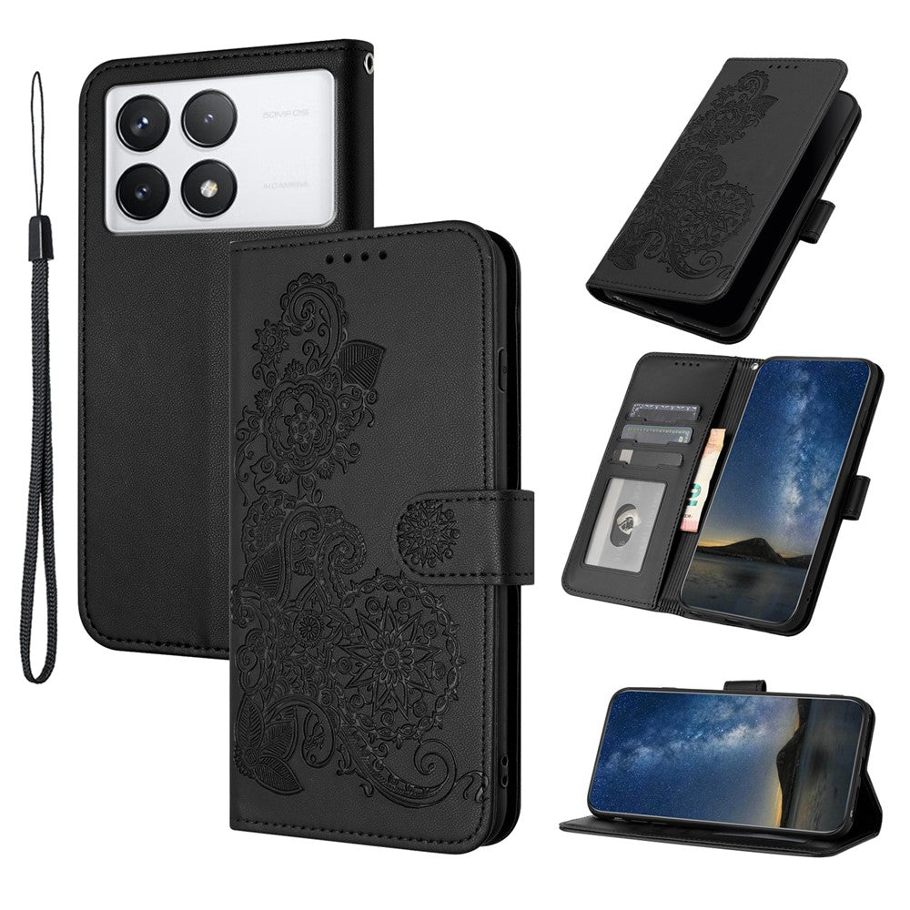 For Xiaomi Redmi K70E 5G / Poco X6 Pro 5G Phone Cases Mandala Flower Leather Wallet Mobile Cover with Strap
