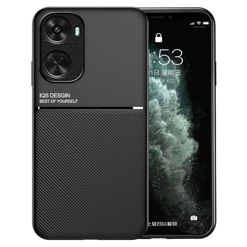 Huawei nova 11 SE / nova 12 SE 4G-skal PU+TPU+PC Fallsäkert fodral med magnetisk hållare metallplåt