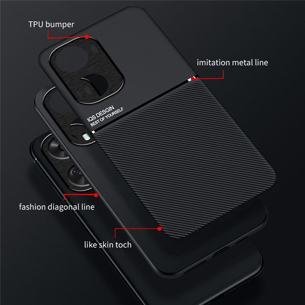Huawei nova 11 SE / nova 12 SE 4G-skal PU+TPU+PC Fallsäkert fodral med magnetisk hållare metallplåt