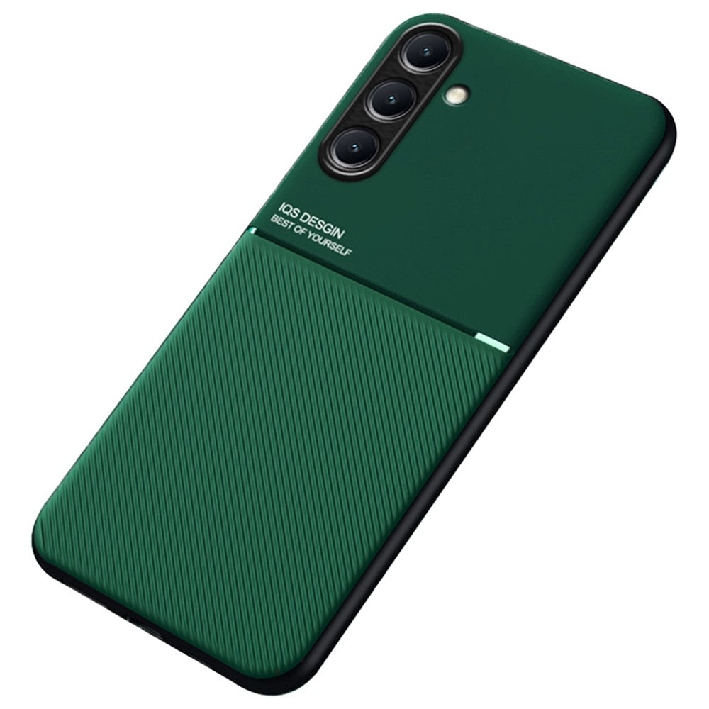 For Samsung Galaxy S24+ Case PU+TPU+PC Back Cover with Magnetic Holder Metal Sheet