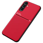 For Samsung Galaxy S24+ Case PU+TPU+PC Back Cover with Magnetic Holder Metal Sheet
