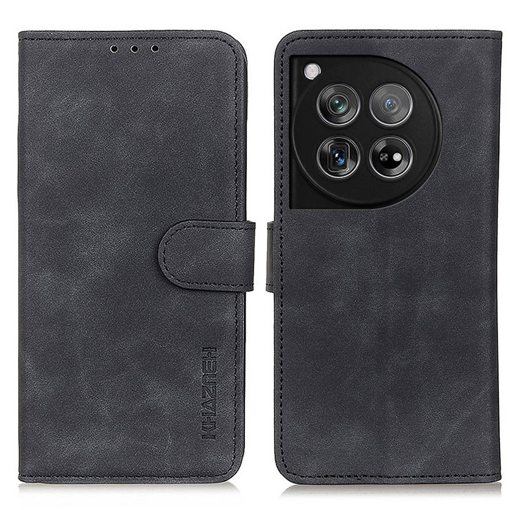 KHAZNEH Läderfodral för OnePlus 12 5G i retrostil, plånboksfodral, folio-fodral
