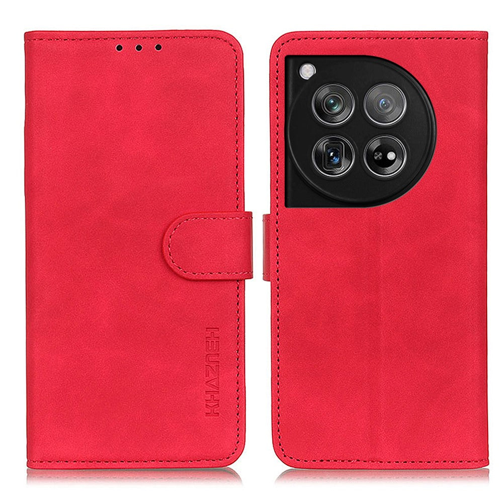 KHAZNEH Läderfodral för OnePlus 12 5G i retrostil, plånboksfodral, folio-fodral