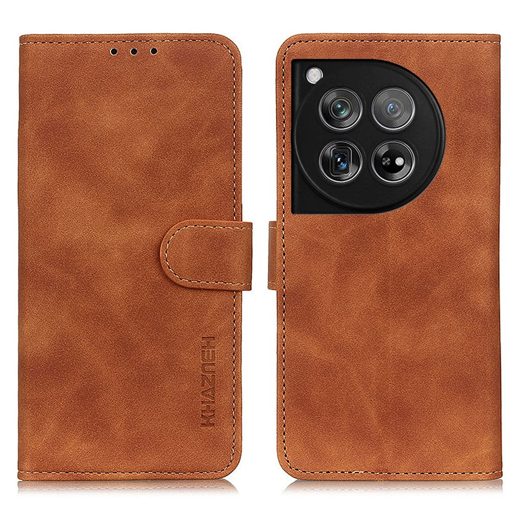 KHAZNEH Läderfodral för OnePlus 12 5G i retrostil, plånboksfodral, folio-fodral