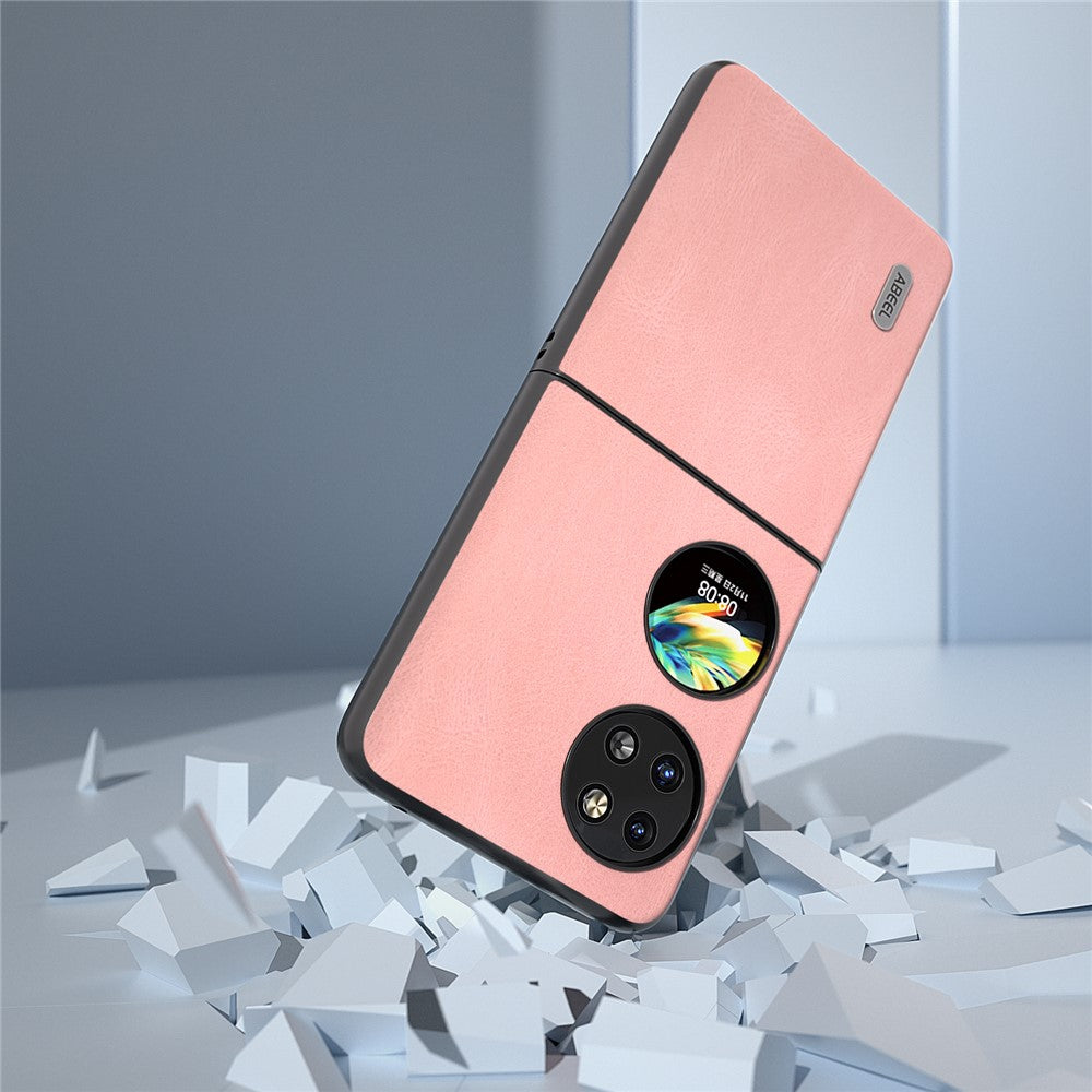 ABEEL För Huawei Pocket 2 Vikbart mobilskal Retro Läder+PC-fodral
