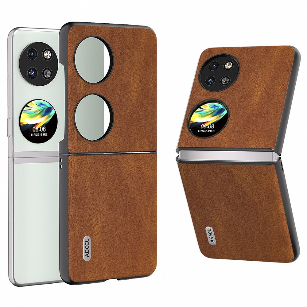 ABEEL För Huawei Pocket 2 Vikbart mobilskal Retro Läder+PC-fodral