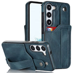 For Samsung Galaxy S24+ Case Retro PU Leather Coated TPU Wristband Kickstand Phone Shell
