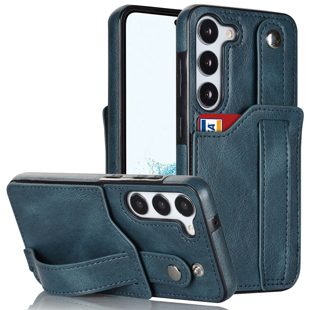 For Samsung Galaxy S24+ Case Retro PU Leather Coated TPU Wristband Kickstand Phone Shell