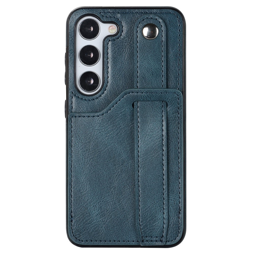 For Samsung Galaxy S24+ Case Retro PU Leather Coated TPU Wristband Kickstand Phone Shell