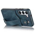 For Samsung Galaxy S24+ Case Retro PU Leather Coated TPU Wristband Kickstand Phone Shell