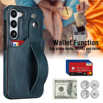 For Samsung Galaxy S24+ Case Retro PU Leather Coated TPU Wristband Kickstand Phone Shell