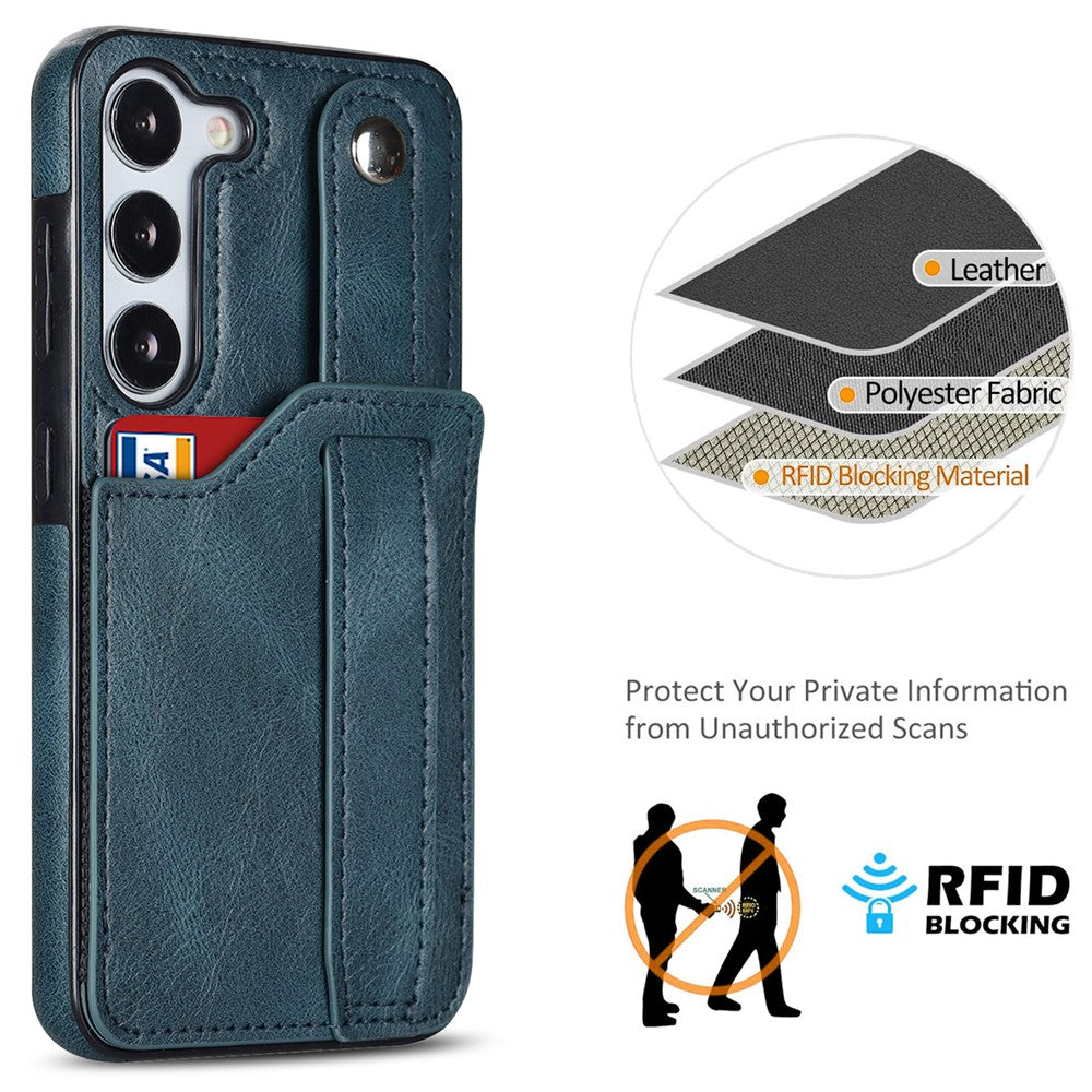 For Samsung Galaxy S24+ Case Retro PU Leather Coated TPU Wristband Kickstand Phone Shell