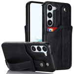 For Samsung Galaxy S24+ Case Retro PU Leather Coated TPU Wristband Kickstand Phone Shell