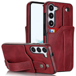 For Samsung Galaxy S24+ Case Retro PU Leather Coated TPU Wristband Kickstand Phone Shell