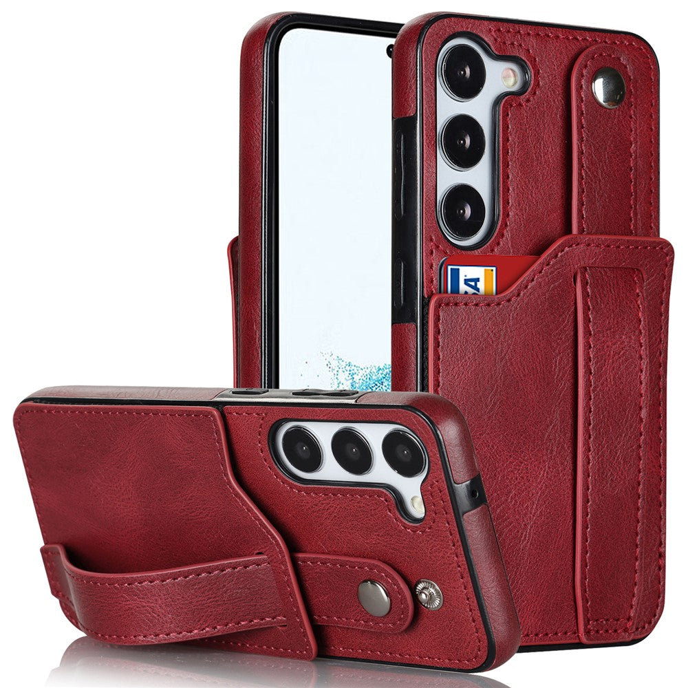 For Samsung Galaxy S24+ Case Retro PU Leather Coated TPU Wristband Kickstand Phone Shell