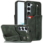 For Samsung Galaxy S24+ Case Retro PU Leather Coated TPU Wristband Kickstand Phone Shell