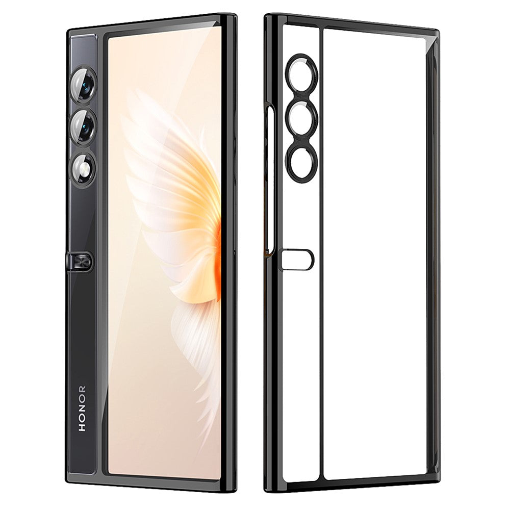 For Honor V Purse Clear Phone Case Electroplating TPU Cover with Glass Lens Protector