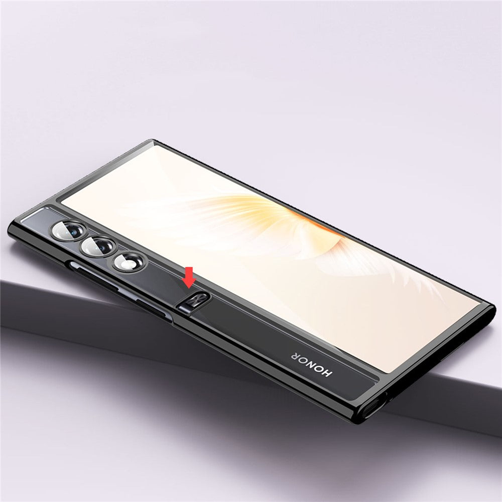 For Honor V Purse Clear Phone Case Electroplating TPU Cover with Glass Lens Protector