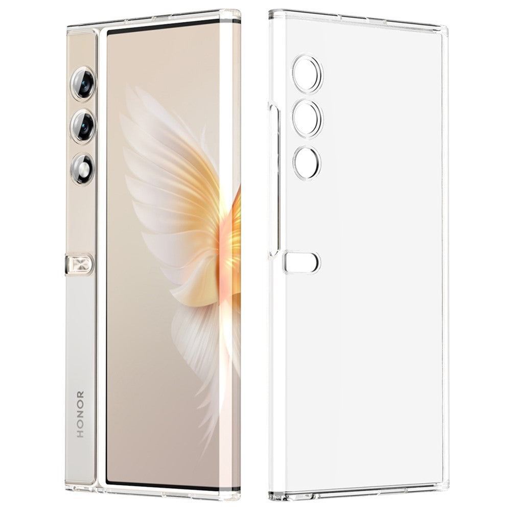 For Honor V Purse Clear Phone Case Electroplating TPU Cover with Glass Lens Protector
