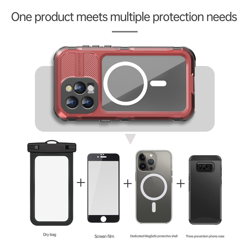 SHELLBOX M Series for iPhone 15 Pro Waterproof Case Compatible with MagSafe Aluminum Alloy IP68 Diving Case